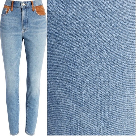 NWT GOOD AMERICAN SUEDE MIX HIGH WAIST GOOD LEGS SKINNY JEANS SIZE 8/29 - Picture 9 of 16